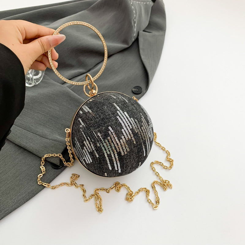 Round Denim Clutch Bag
