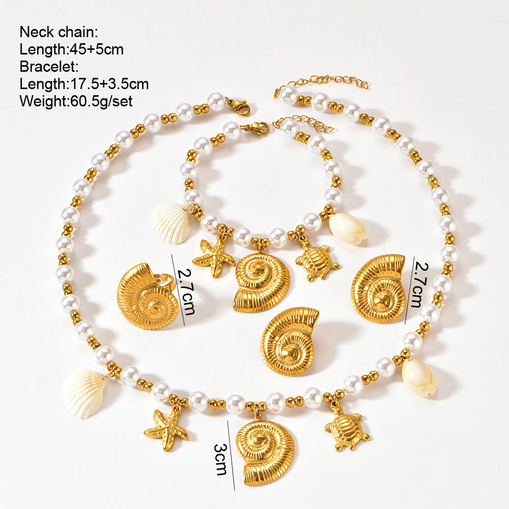 Pearl Stainless Steel Necklace Set