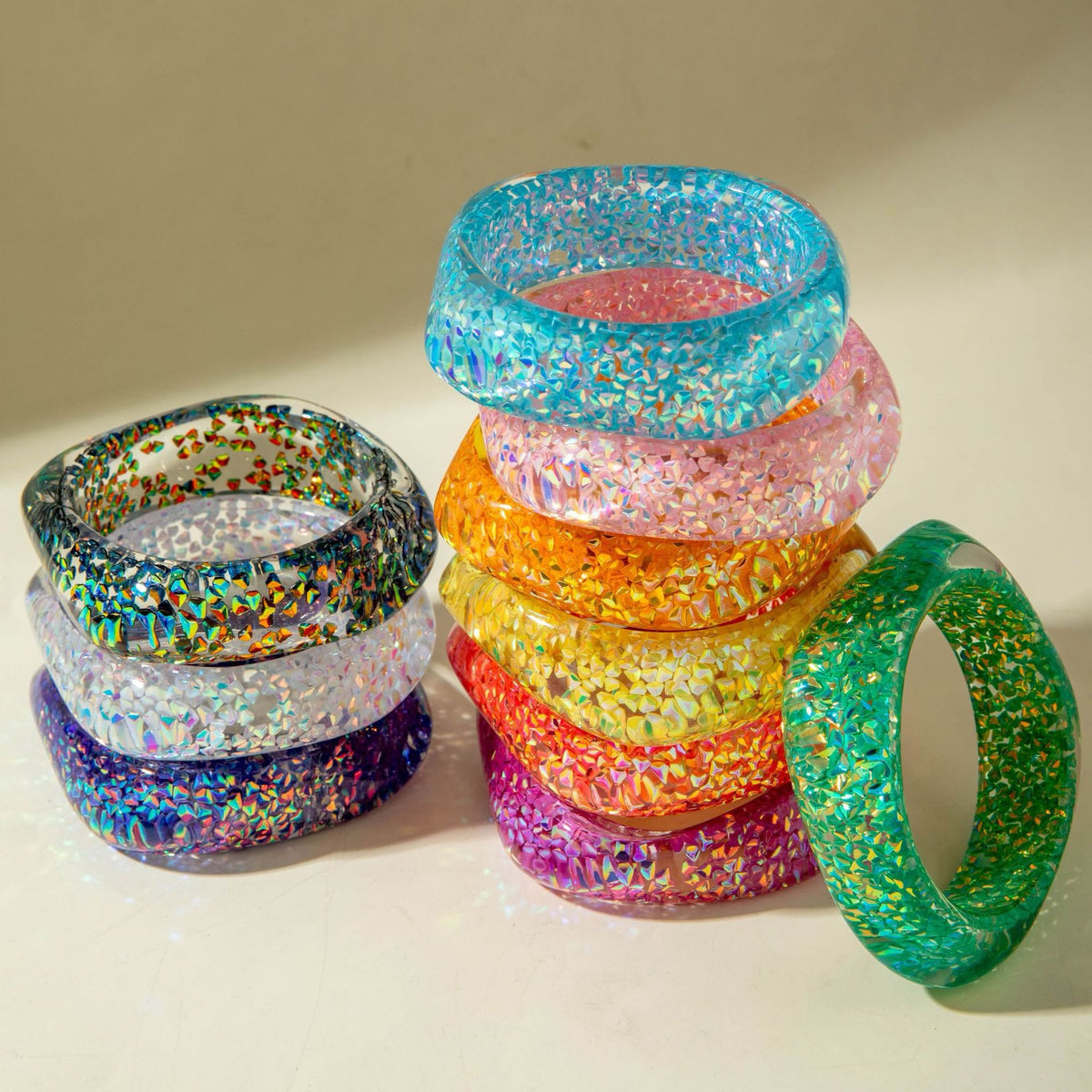 Acrylic Glitter Bangle Bracelet