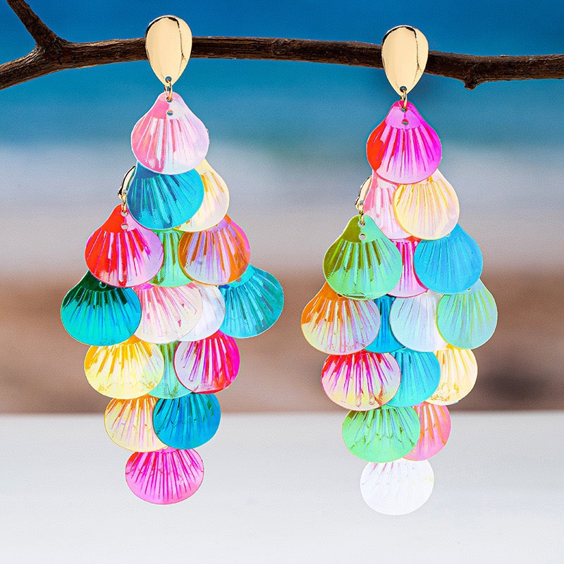 Shell Layered Colorful Earrings