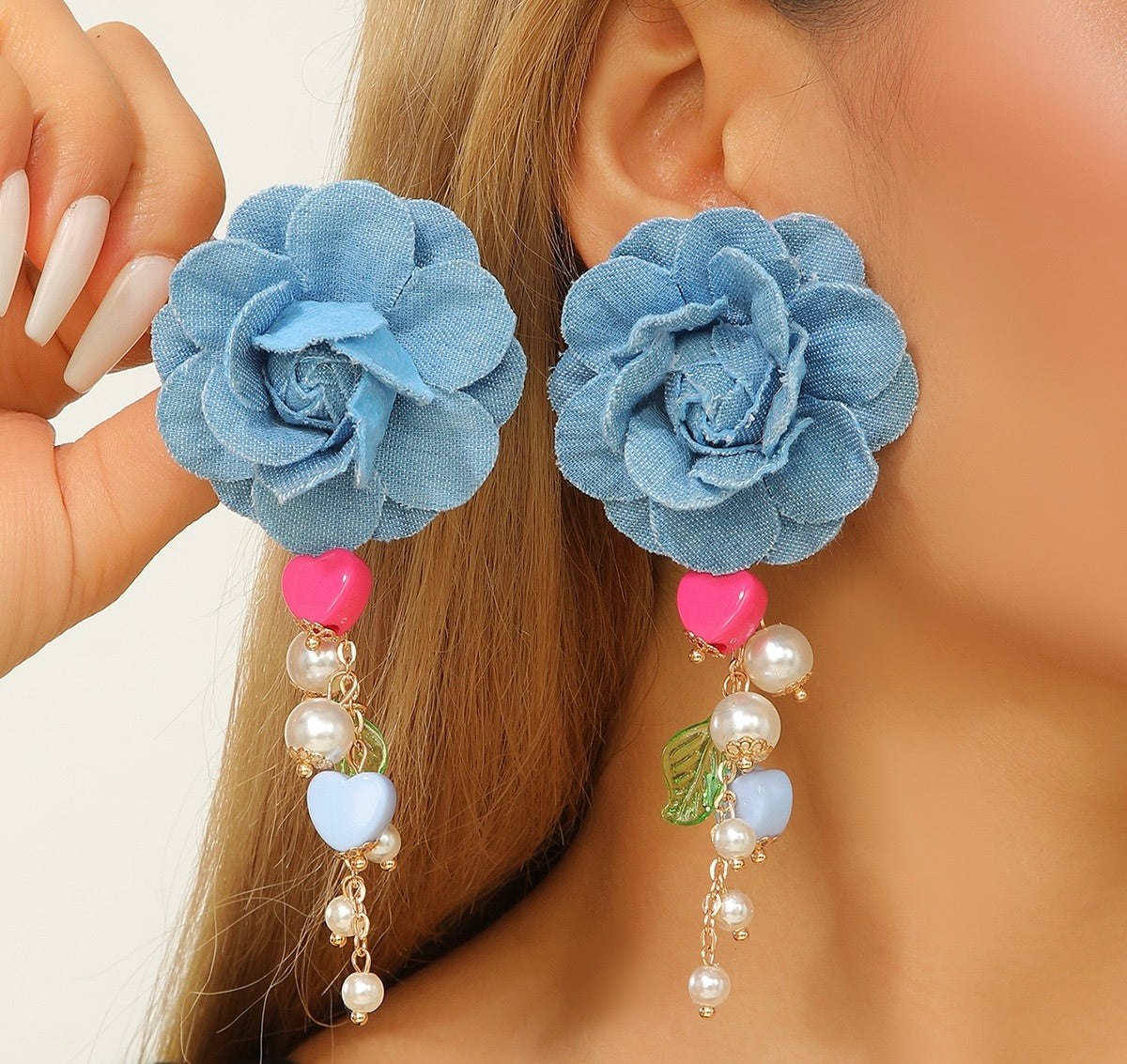 Denim Hanging earrings