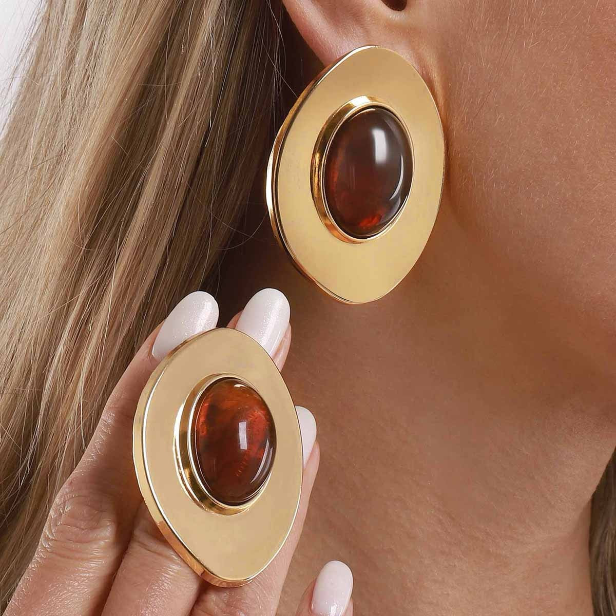 Gold Oval Earrings