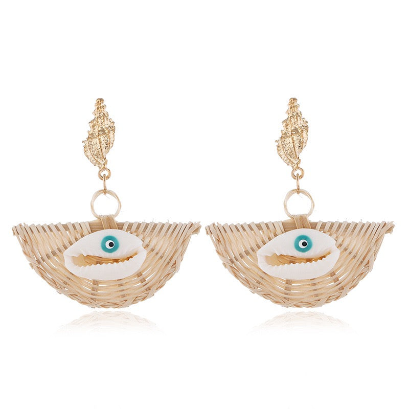 Bohemian wood hanging earrings