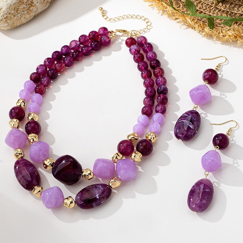 Purple beads necklace Set