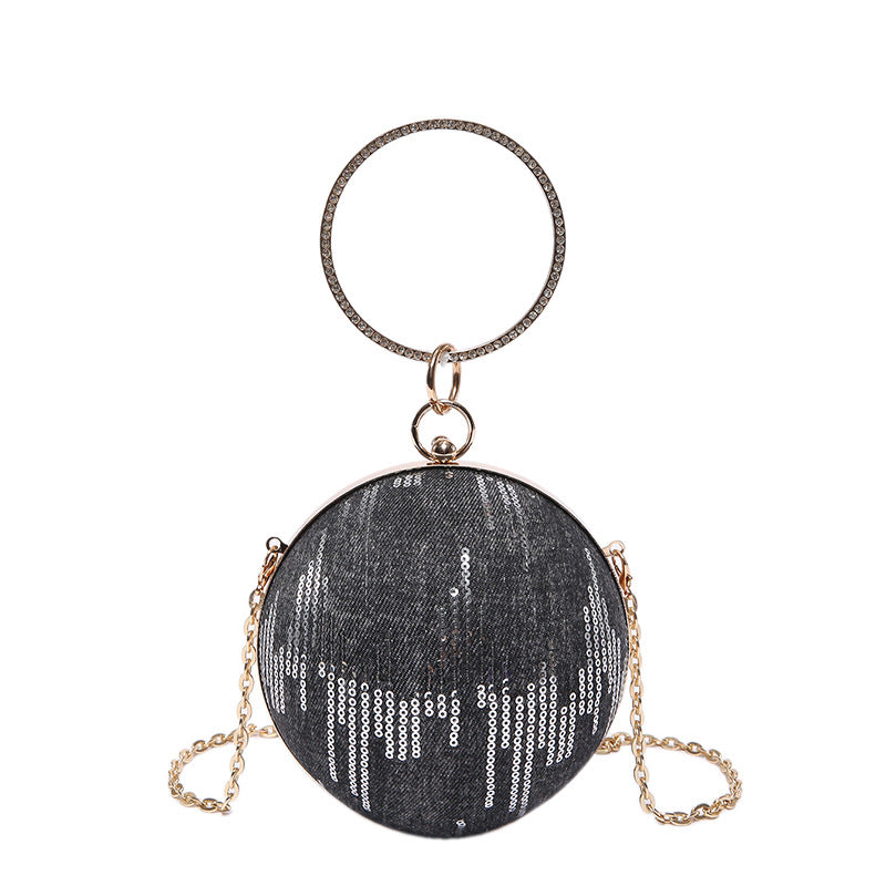 Round Denim Clutch Bag