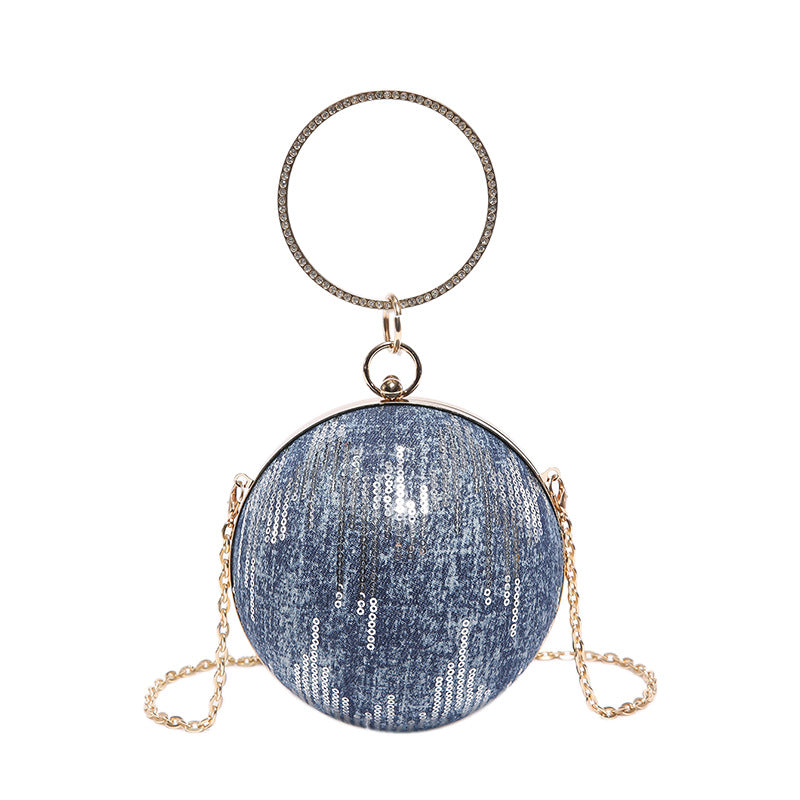 Round Denim Clutch Bag
