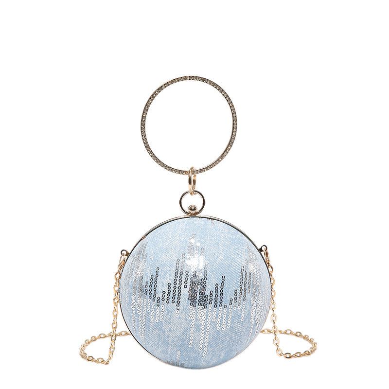 Round Denim Clutch Bag