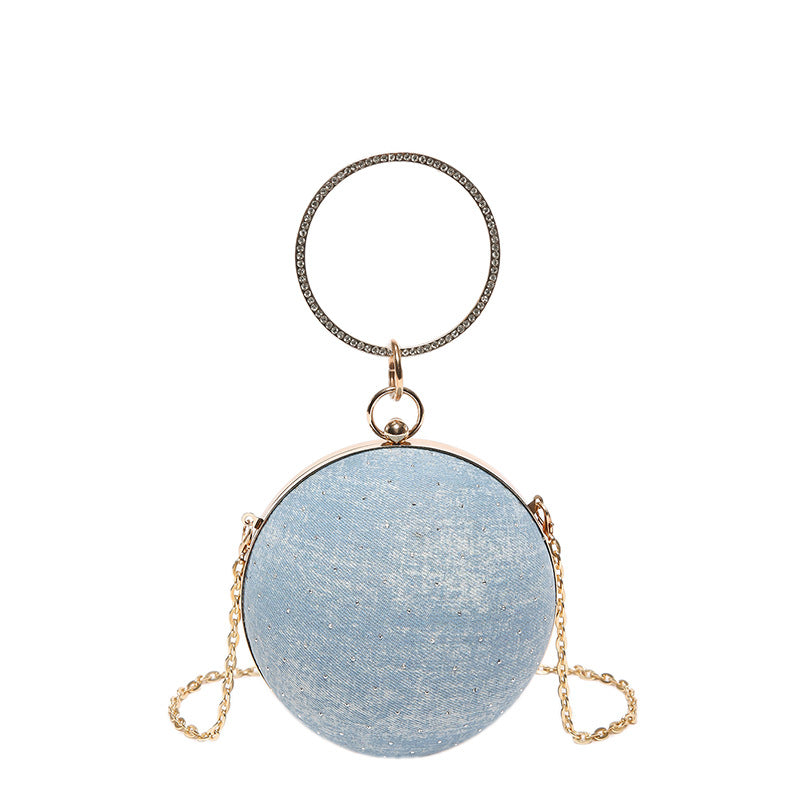 Round Denim Clutch Bag