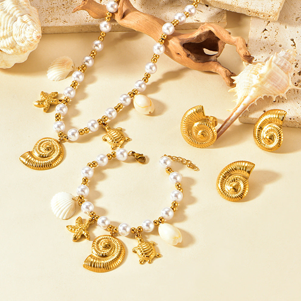Pearl Stainless Steel Necklace Set