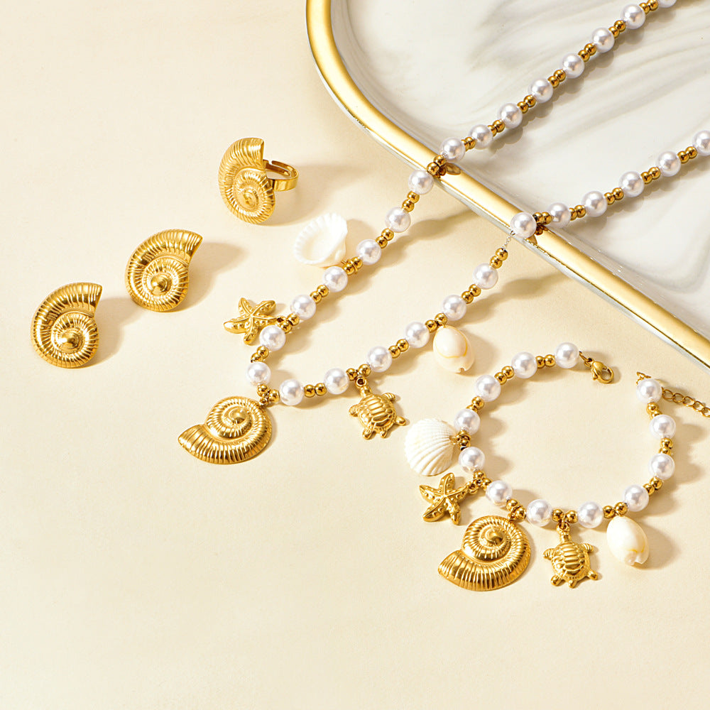Pearl Stainless Steel Necklace Set