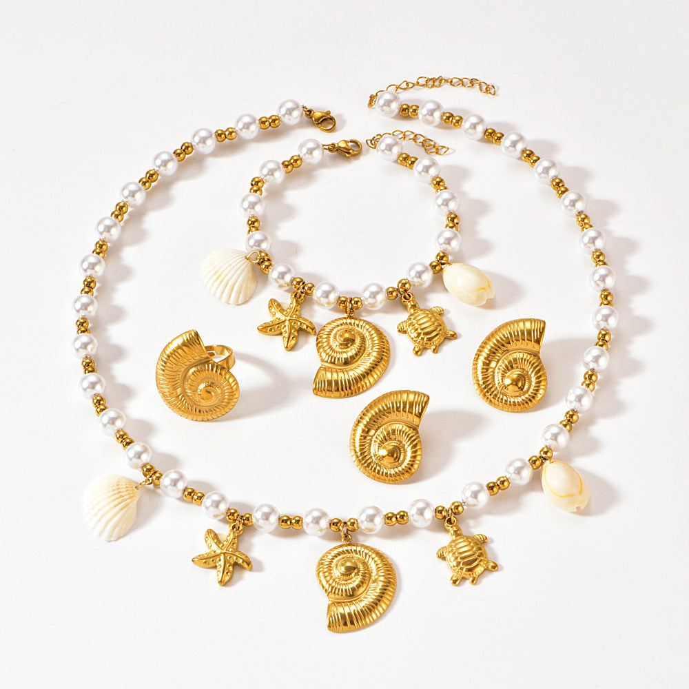 Pearl Stainless Steel Necklace Set
