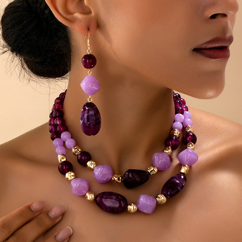 Purple beads necklace Set