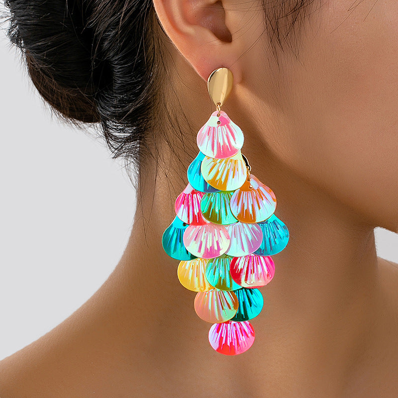 Shell Layered Colorful Earrings