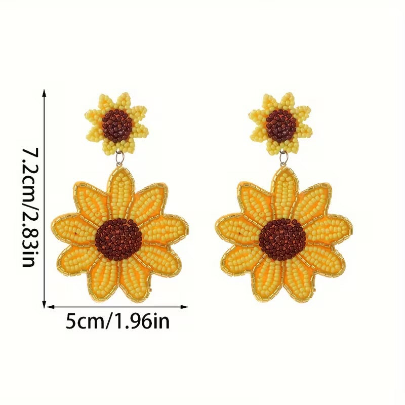Sunflower Beaded Earrings
