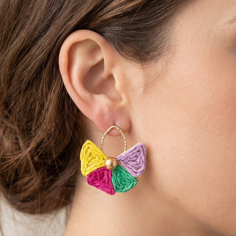 Fan Shaped raffia Earrings