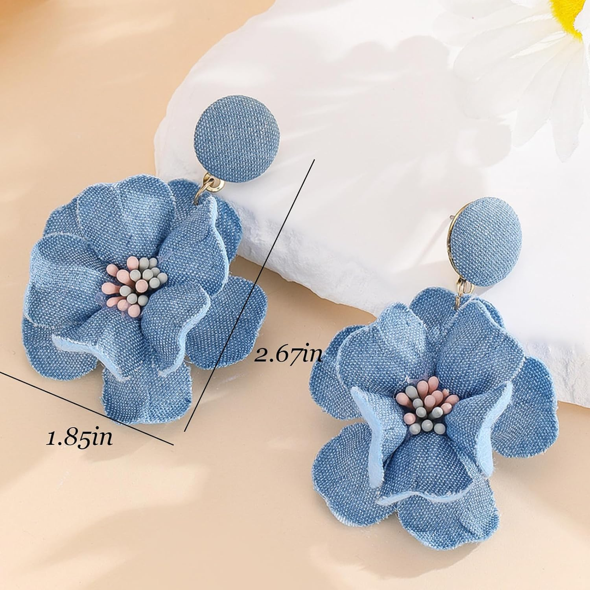 Denim Flower Earrings