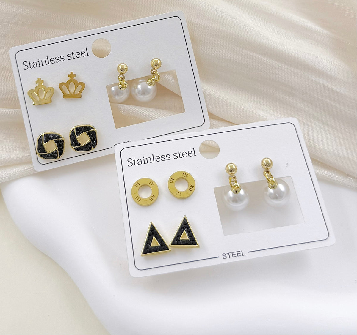 Stainless Steel Studs Earring Set