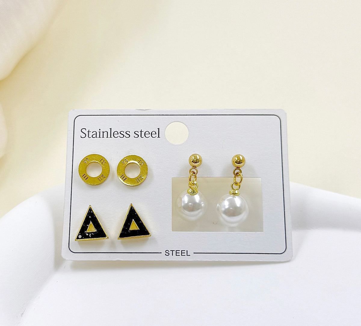Stainless Steel Studs Earring Set