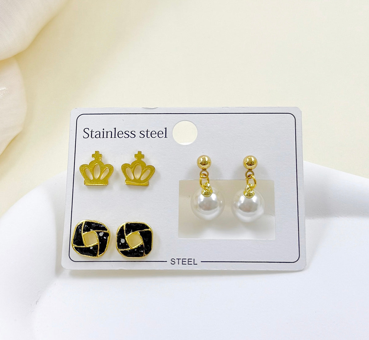 Stainless Steel Studs Earring Set