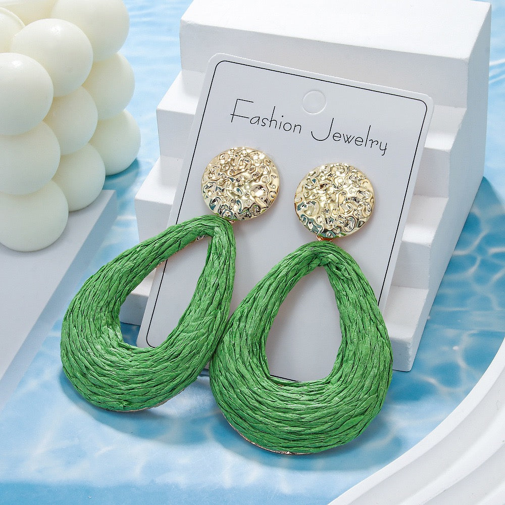 Bohemian Handwoven Raffia Earring