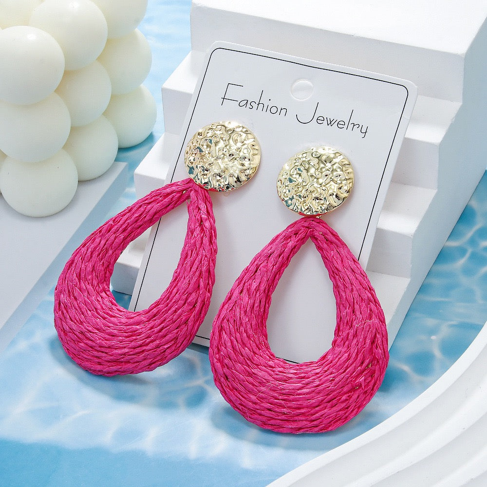 Bohemian Handwoven Raffia Earring