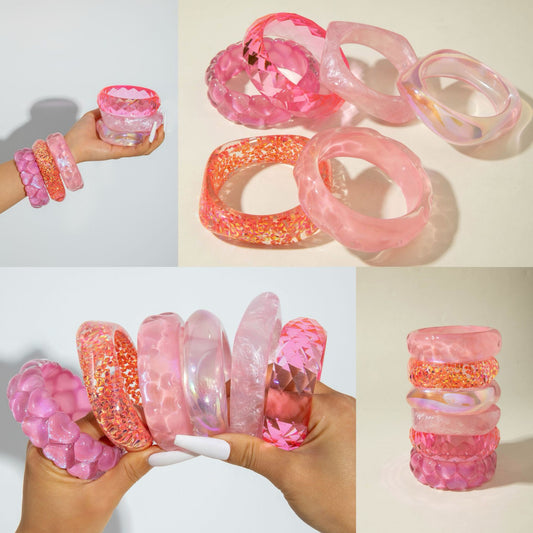 Pink Acrylic Bangle Bracelet