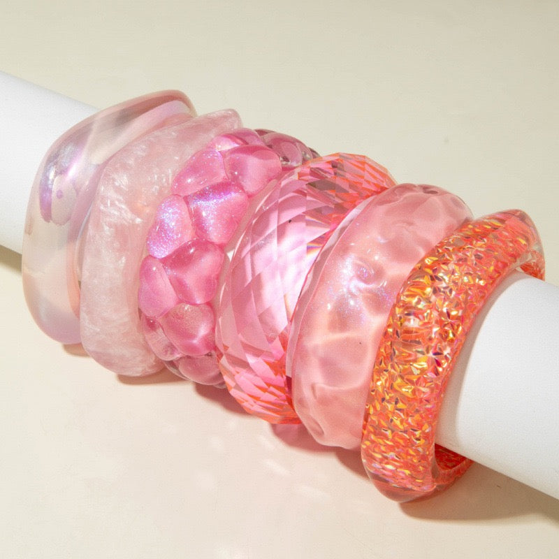 Pink Acrylic Bangle Bracelet