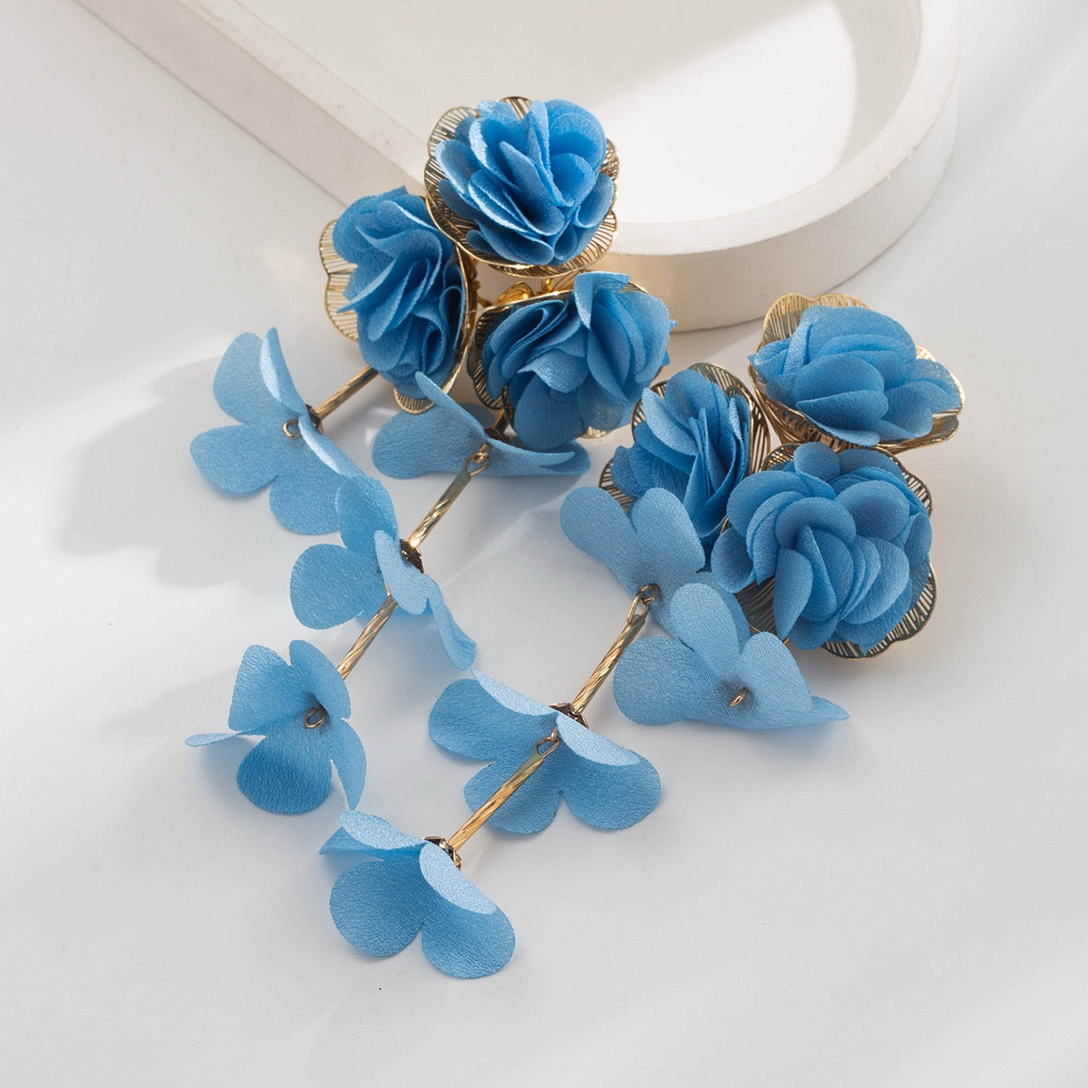 Long Floral Fabric Earrings