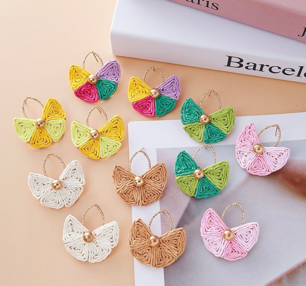 Fan Shaped raffia Earrings
