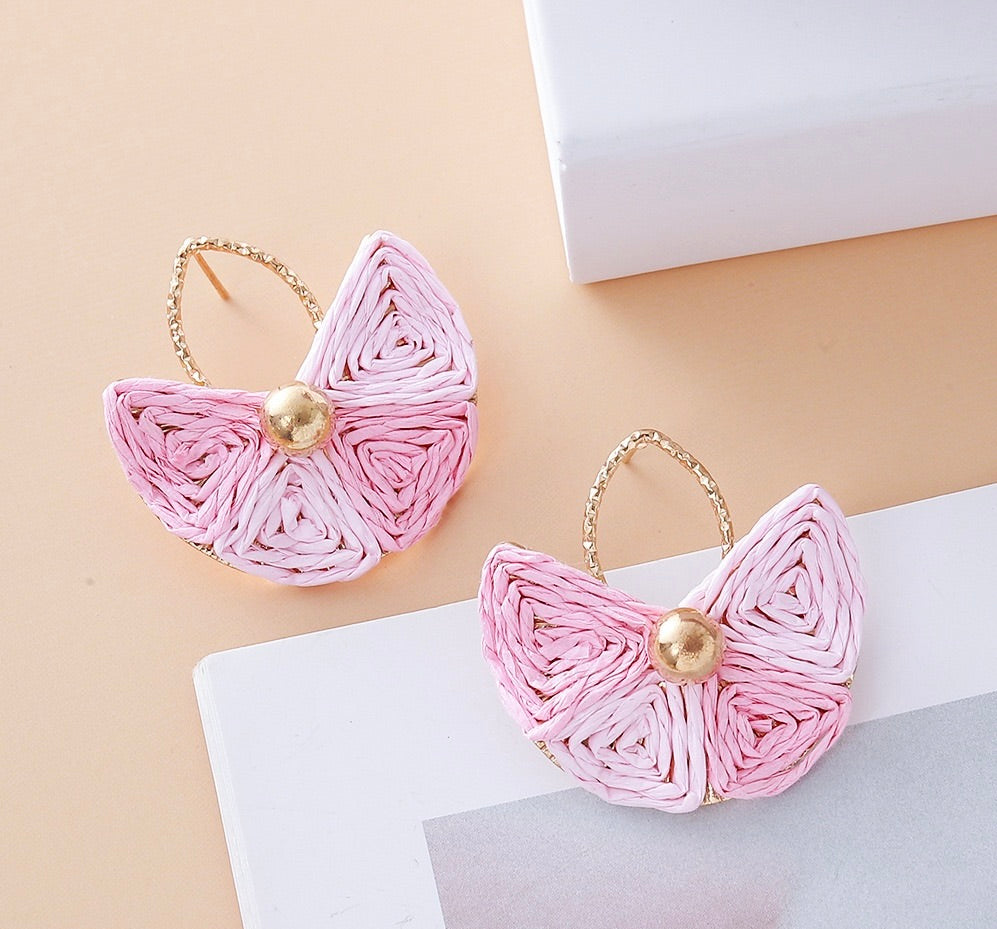 Fan Shaped raffia Earrings