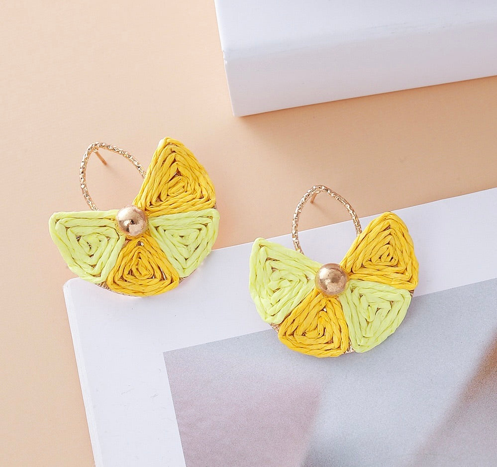Fan Shaped raffia Earrings