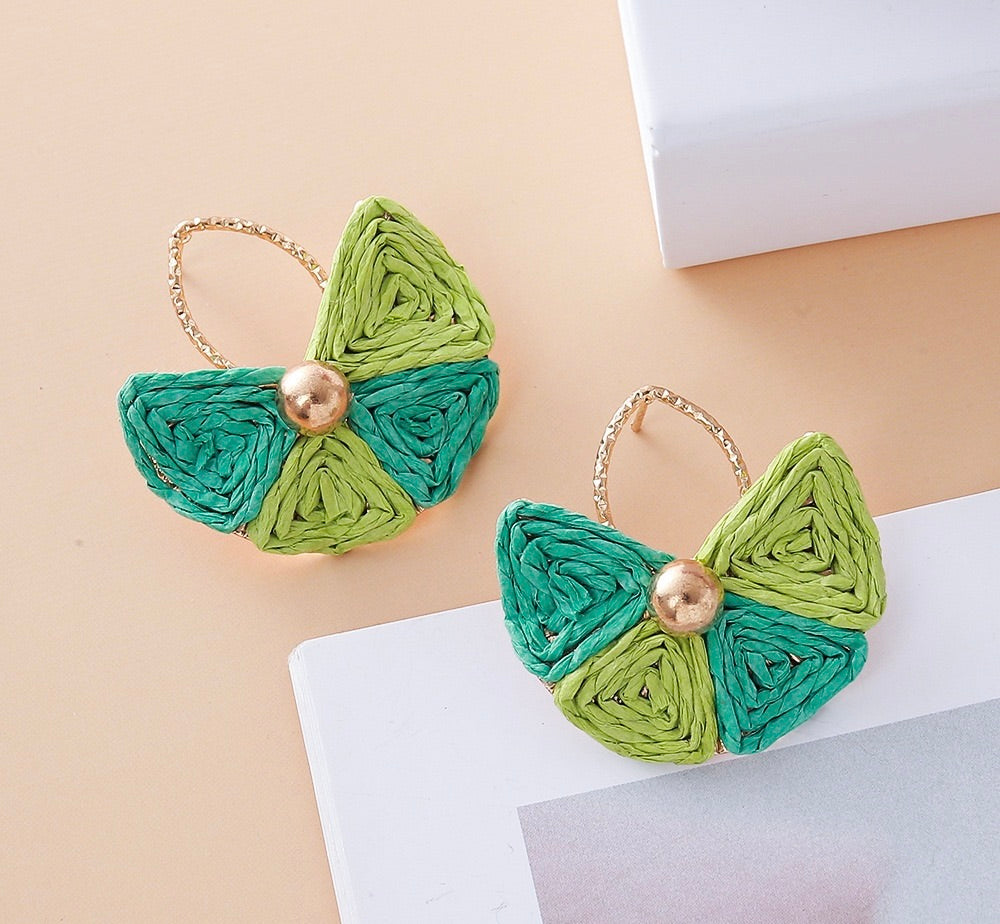Fan Shaped raffia Earrings