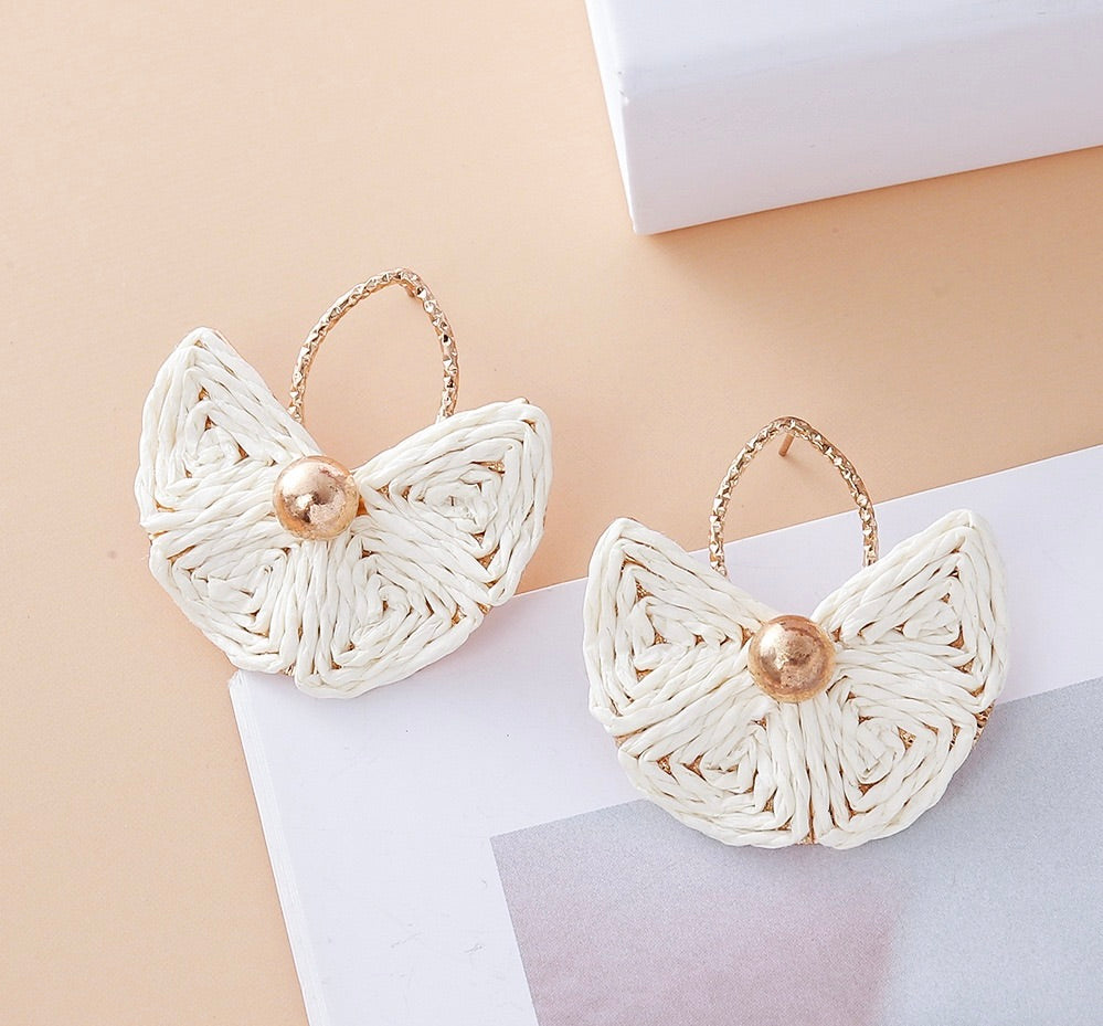 Fan Shaped raffia Earrings