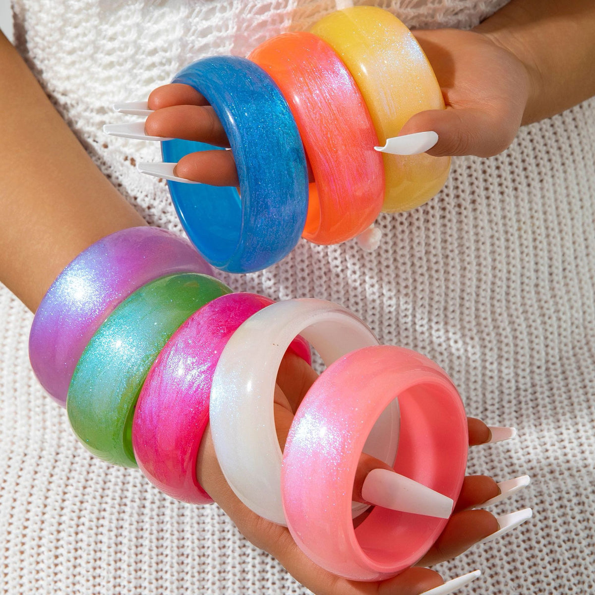 Acrylic Shiny Bangle Bracelet