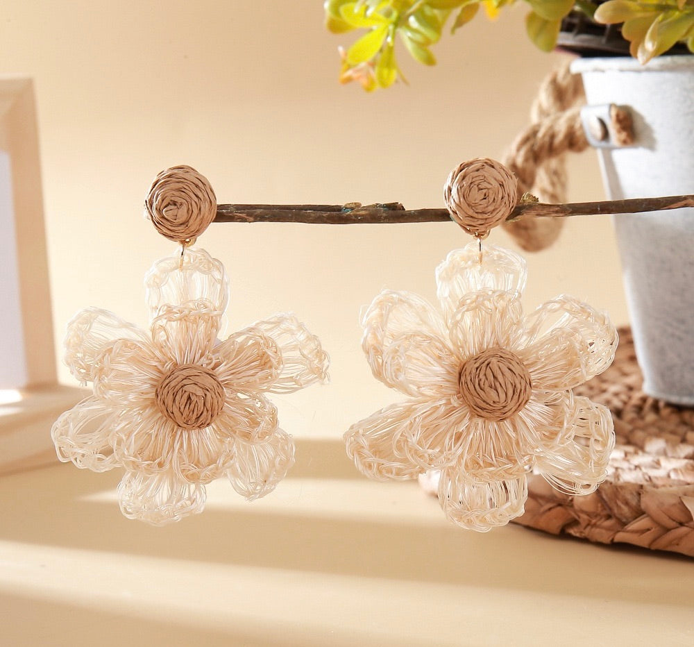 crocheted flower stud earrings