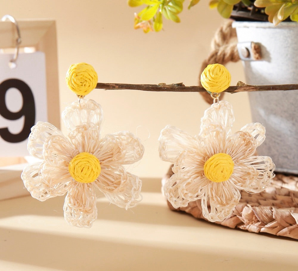 crocheted flower stud earrings