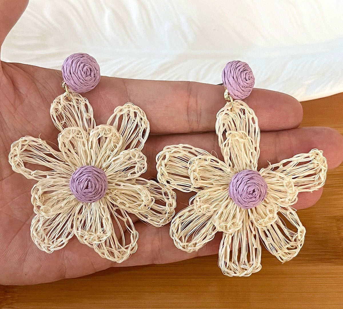 crocheted flower stud earrings