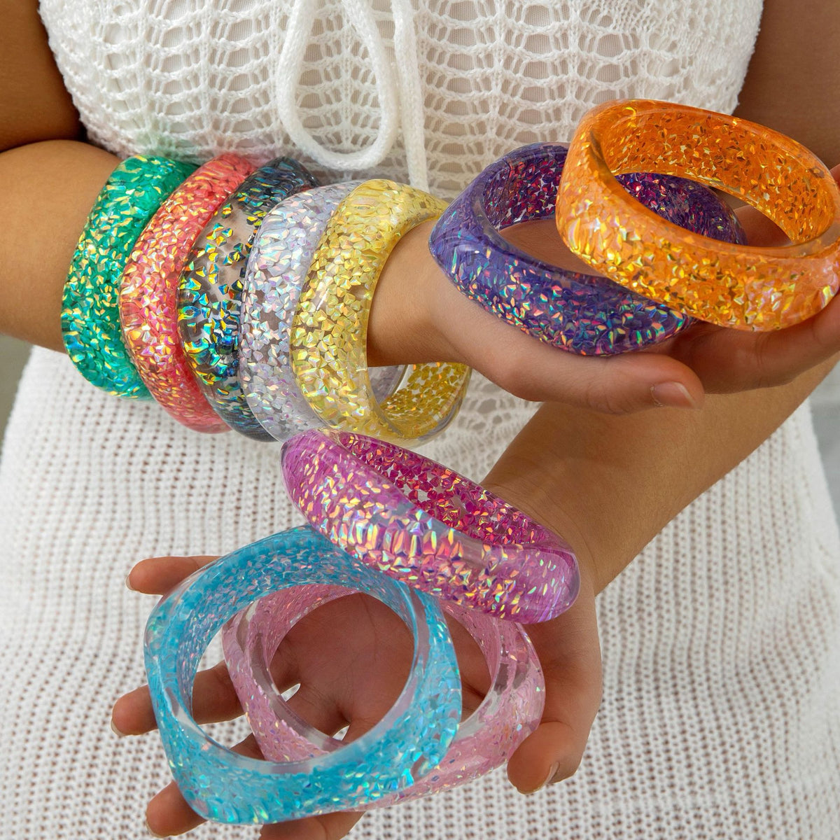 Acrylic Glitter Bangle Bracelet