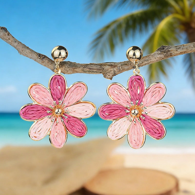 Flower Raffia Earrings