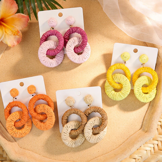 Double Hoop Raffia earrings
