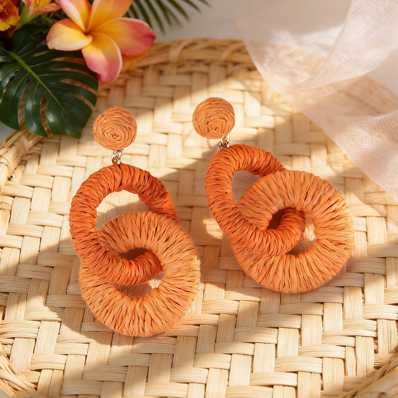 Double Hoop Raffia earrings