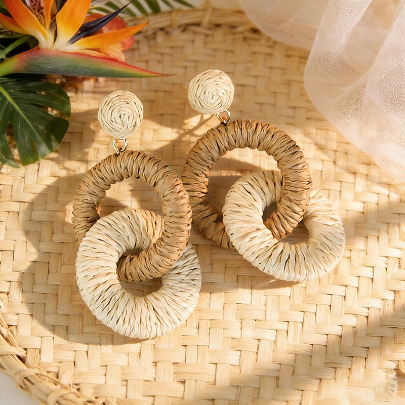 Double Hoop Raffia earrings