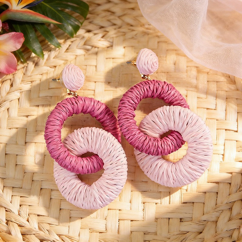 Double Hoop Raffia earrings