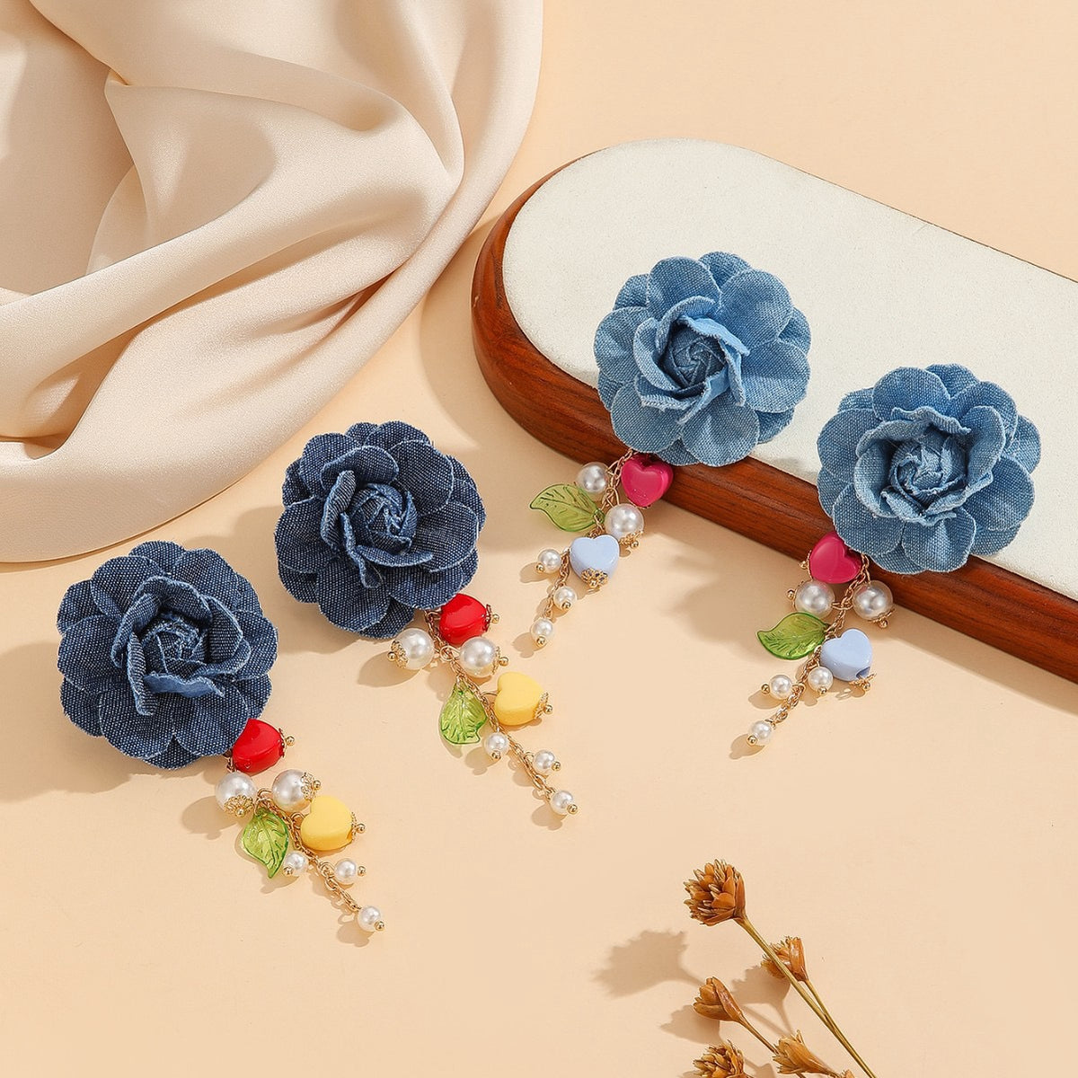 Denim Hanging earrings