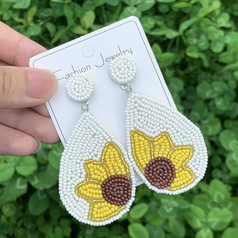 Sunflower Beaded Earrings