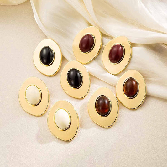 Gold Oval Earrings