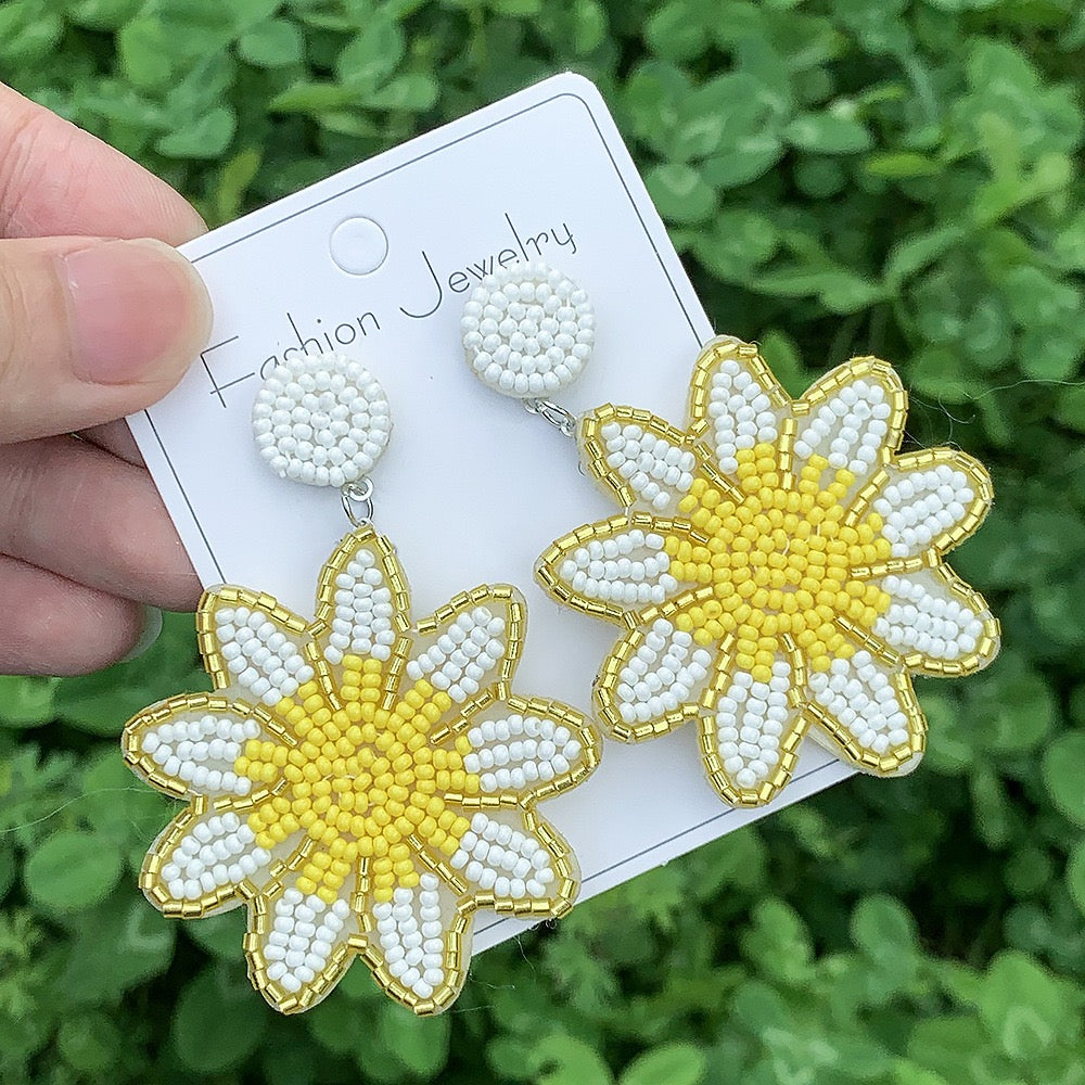 Sunflower Beaded Earrings