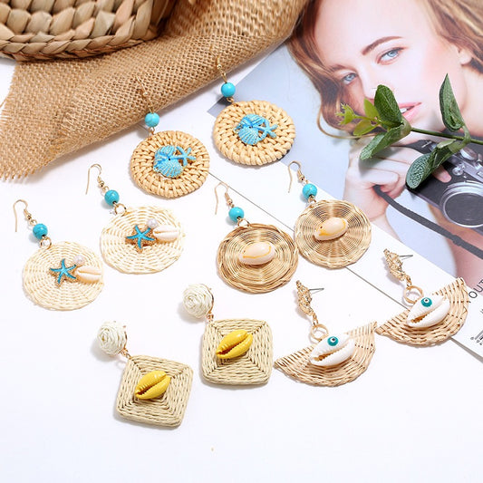 Bohemian wood hanging earrings