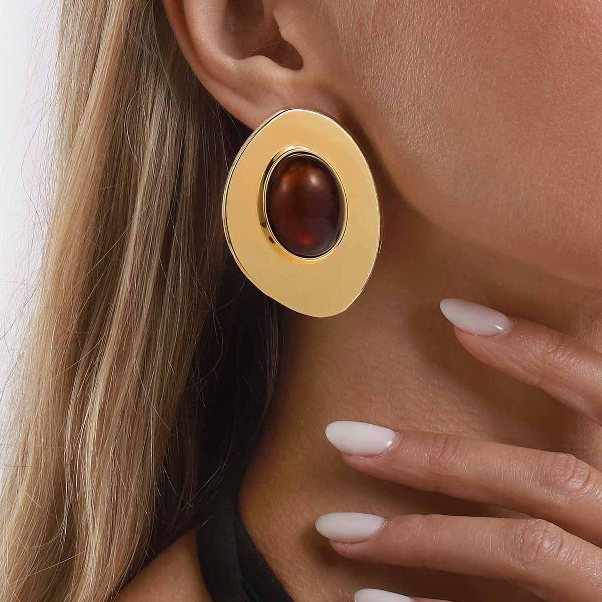 Gold Oval Earrings