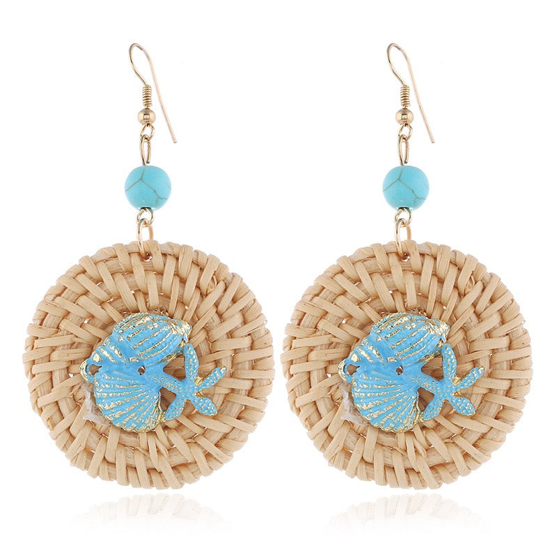 Bohemian wood hanging earrings